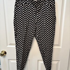 Talbots Black and White Floral Pants